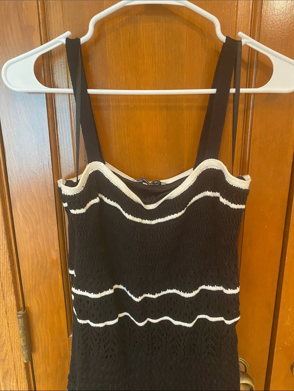 Abercrombie & Fitch Crochet Black Maxi Dress with White Trim